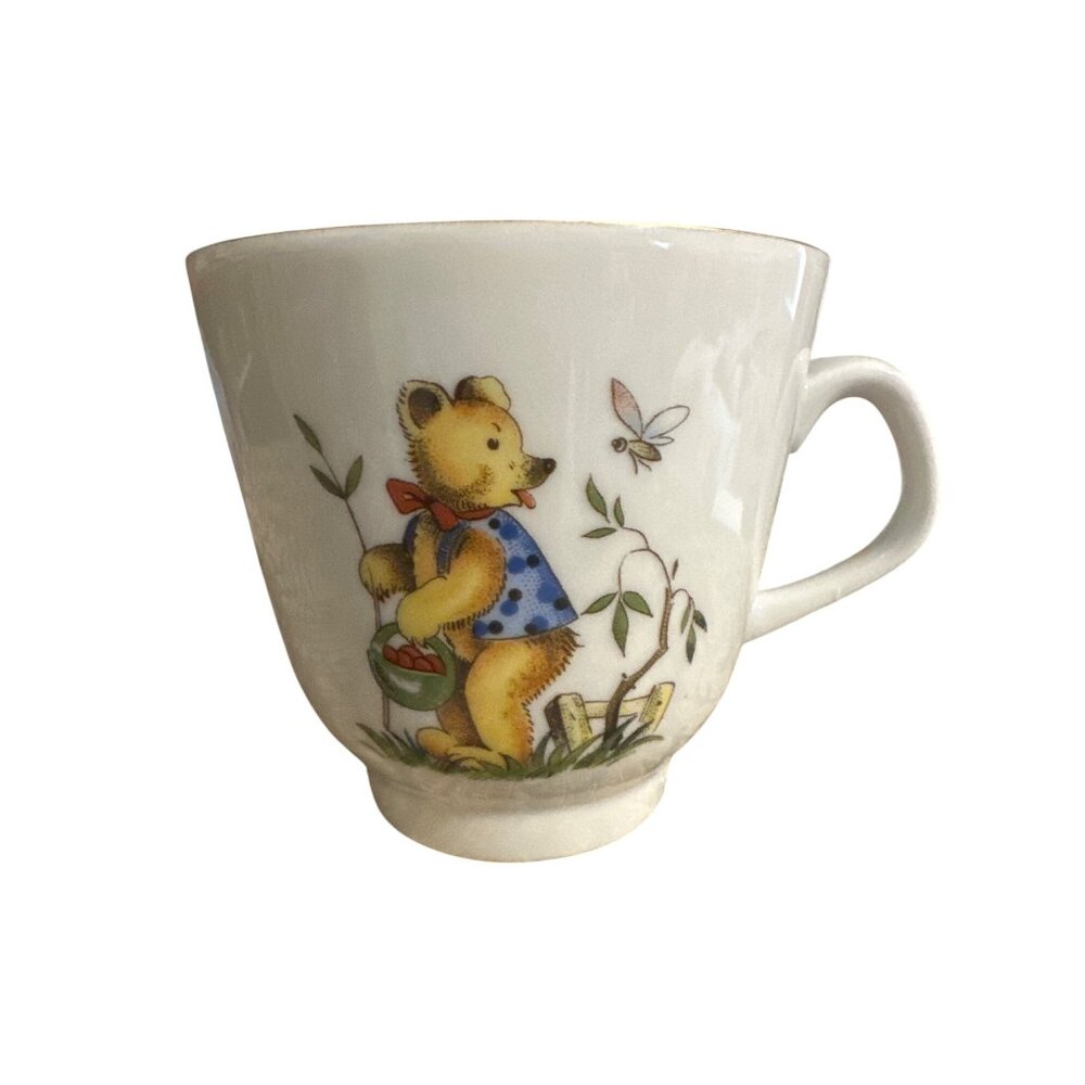 Vintage P.R. Bavaria Tea Cup With Bear & Girl Illustrations
